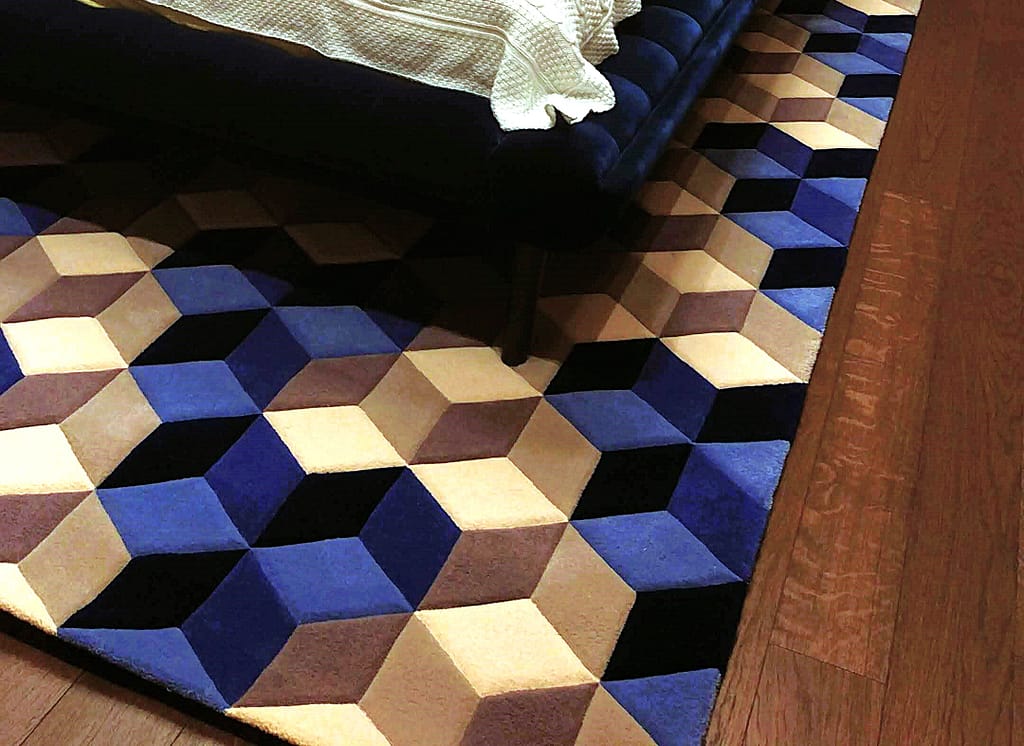 3D effect bedroom carpet in interior