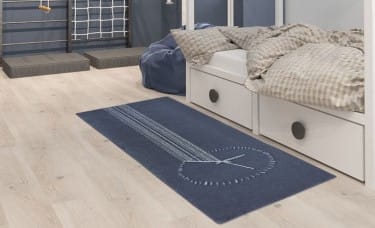 Seconds wool rug in modern interior space