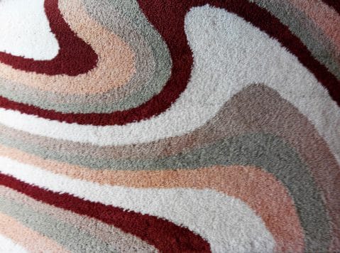 Shaggy striped rug in J-tuft technique – main view