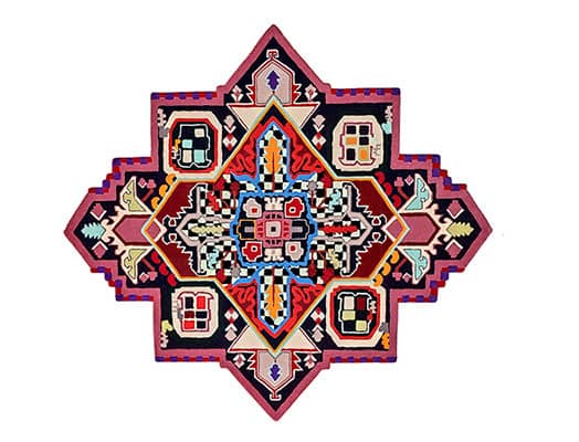 Hand-tufted boho rug replica with irregular shape