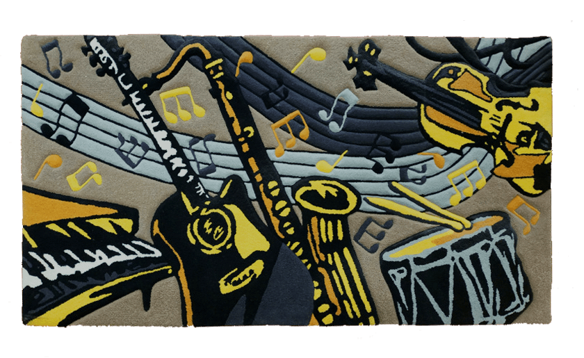 Musical instruments rug designed and manufactured by Carpet Studio