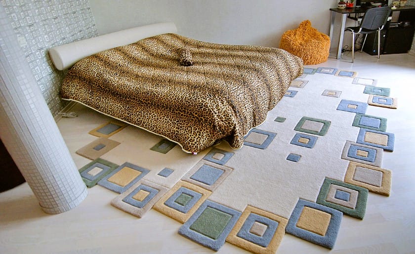Bedroom rug geometric design handmade custom carpet